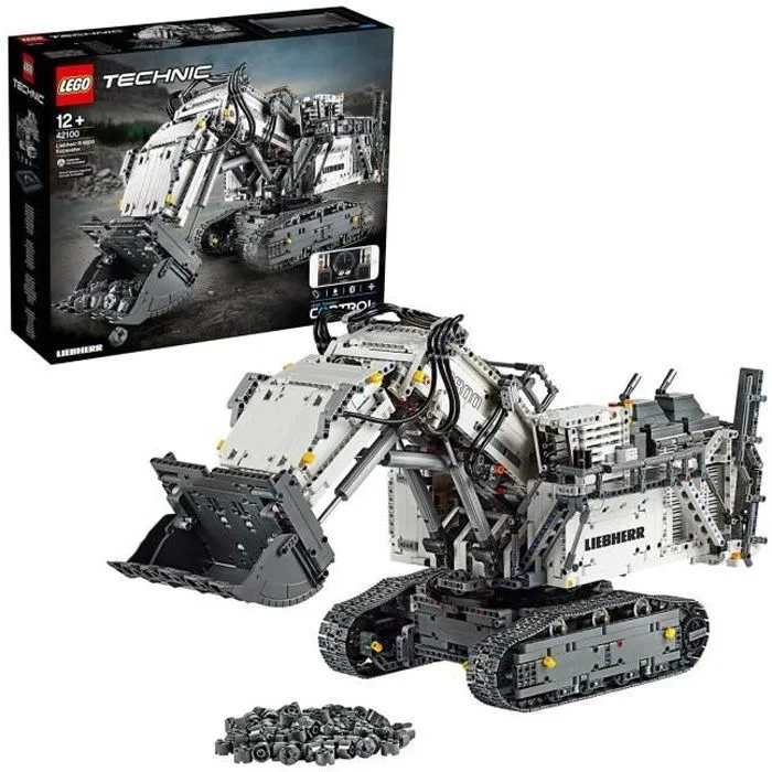 LEGO® Technic 42100 La pelleteuse Liebherr R 9800, Véhicule de Chantier RC Télécommandé, Kit de Construction-0