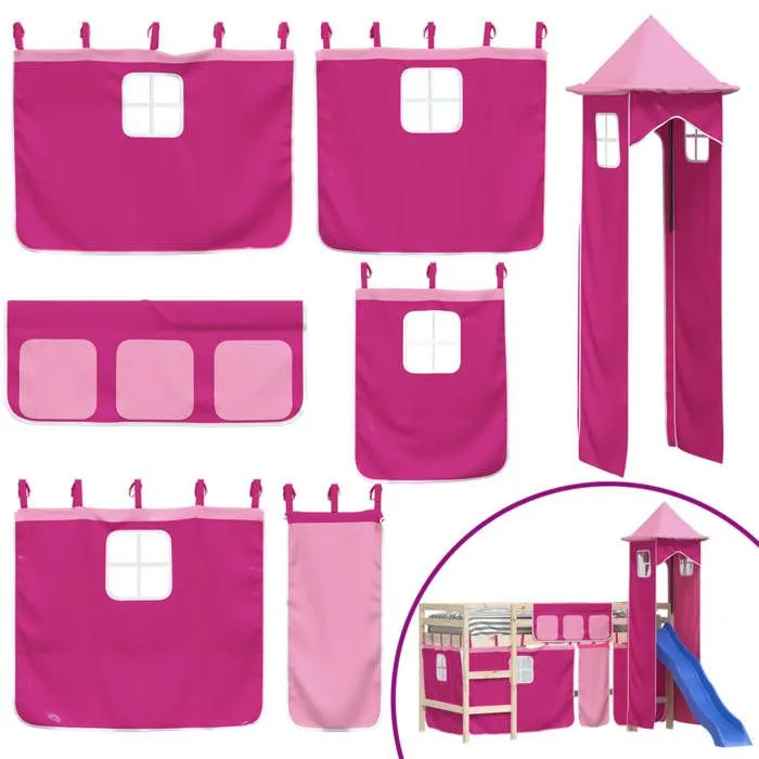vidaXL Rideaux pour Lit Mezzanine avec Tour, Rideaux de Tente pour Lit Superposé, Rideaux de Lit avec Poches pour Enfant 835924-1