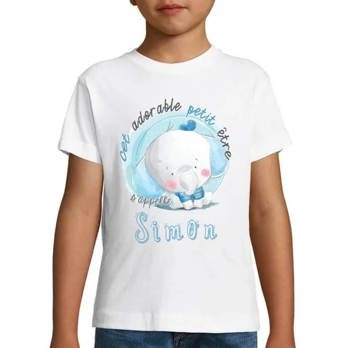 T-Shirt Enfant - SIMON - Collection Cet Adorable Petit être - 100% Coton - Manches Courtes - Blanc-0