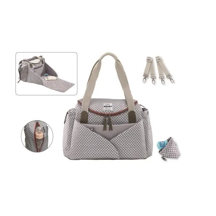 Sac à langer Sydney II - BEABA - Modulable - Grande contenance - Rangements multiples - Gris Corail-1