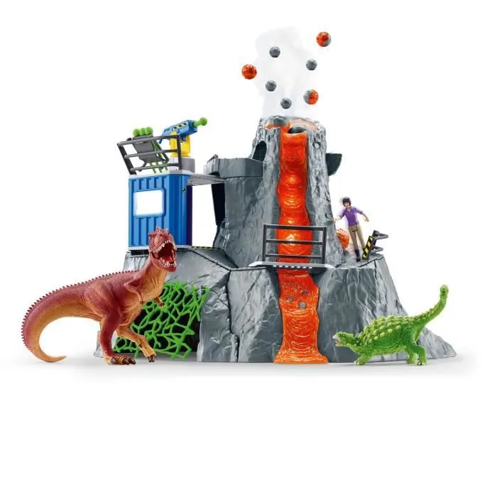 Expédition au grand Volcan, 1 figurine de chercheuse et 2 jouets dinosaures, Pour enfants dès 5 ans, Schleich 42564 DINOSAURS-1