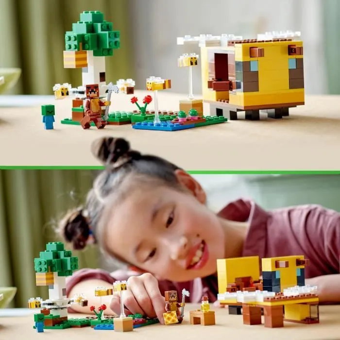 LEGO Minecraft 21241 La Cabane Abeille, Jouet, Ferme avec Maison, Zombie et Figurines Animaux-4