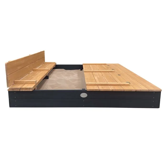 AXI Ella XXL Bac à Sable Enfant Anthracite & Marron | Bac à Sable pour Enfants en Bois FSC avec Couvercle & Banc | 150 x 150 cm-4