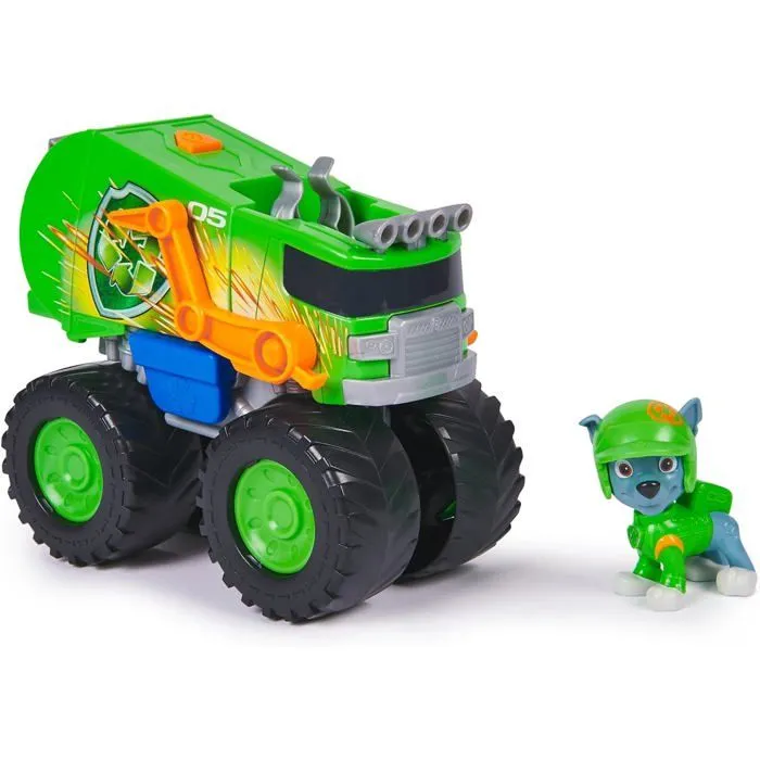 Jouet - Spin Master - Camion poubelle Patrouille Rescue Wheels - Figurine Rocky - 3 ans et plus - Vert-4