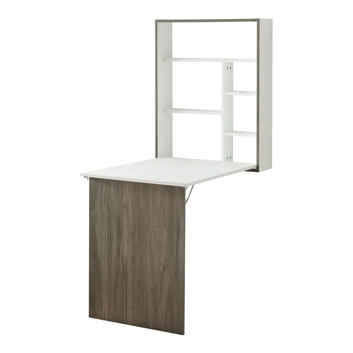 Bureau mural pliant Greve 72 x 77 x 59 cm blanc effet bois-3