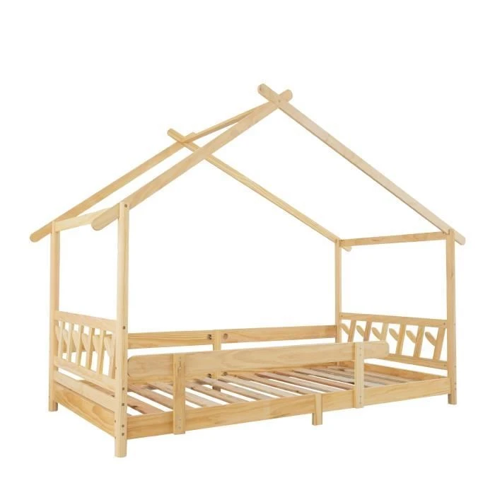 Merax Lit Cabane X Cm En Bois Massif Barri Res De Protection Et Sommier Lattes Pour