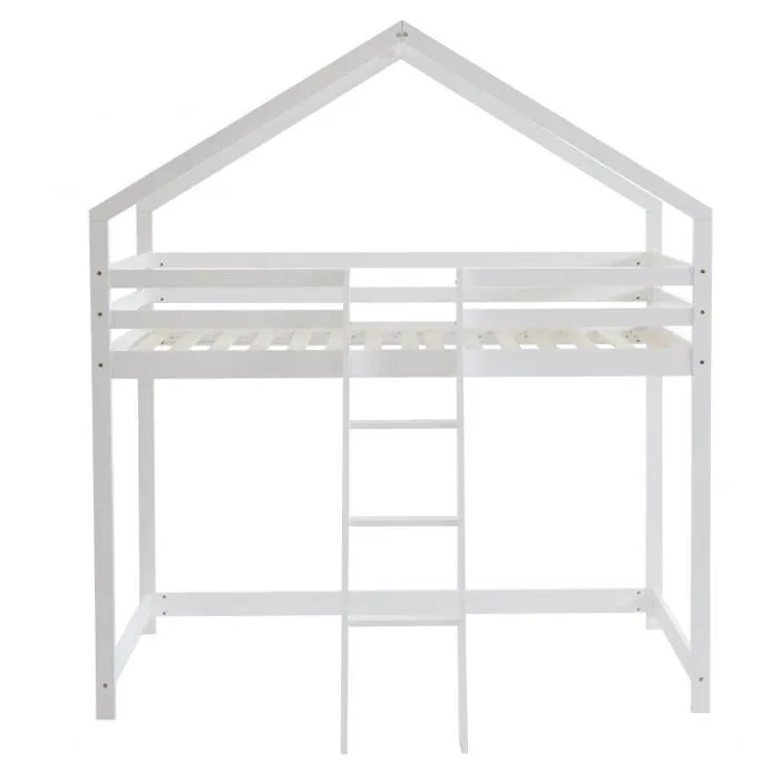 Lit cabane mezzanine Jardin des Petits Dormeurs Blanc 90x190 - Laïba Kids-2