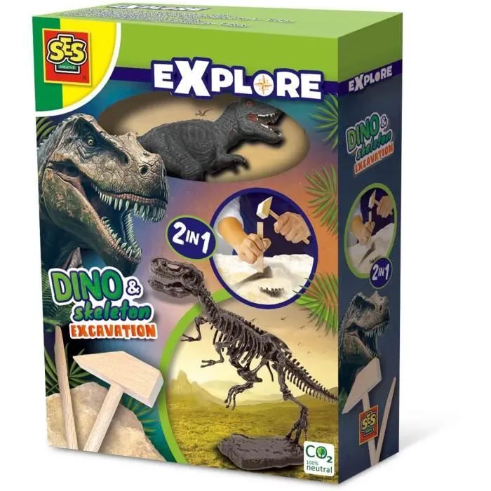 Fouille de dinosaures et de squelettes 2 en 1 - T-rex - SES CREATIVE-0