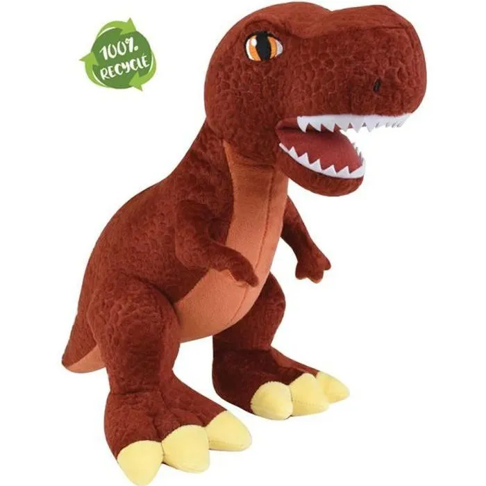 Tyrannosaure +--32 cm, Peluche Dinosaure T-rex 100% recyclée issue de bouteilles plastiques-0