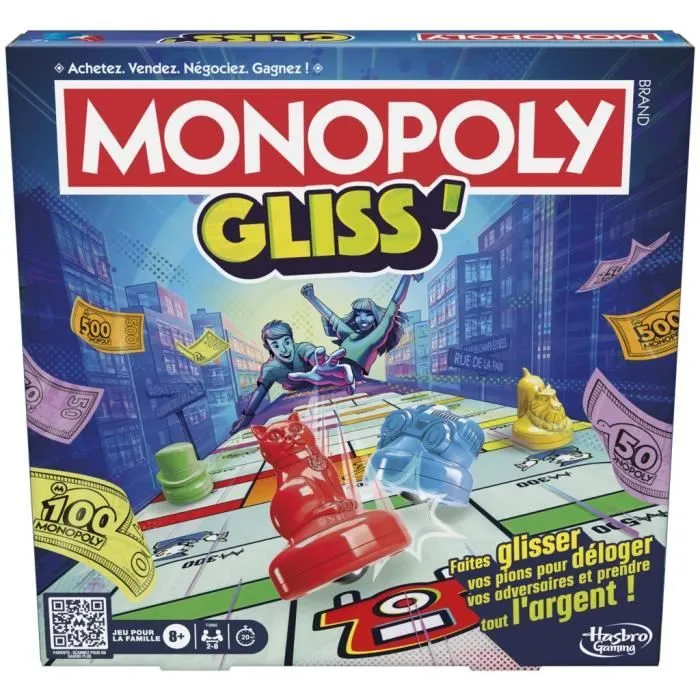 Monopoly Gliss', Jeu de Groupe Familial pour Enfants, Ados et Adultes, à partir de 8 Ans, 2 à 8 Joueurs, 20 Minutes en Moyenne, Jeu-0