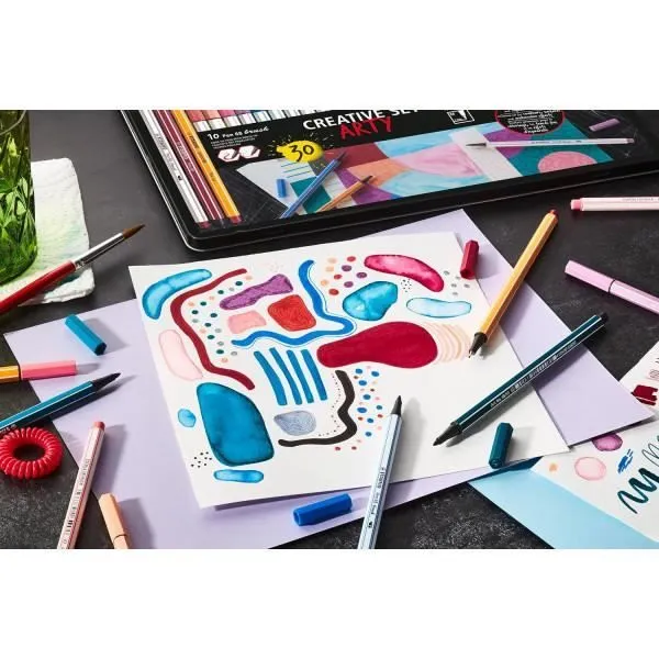 Feutres - STABILO ARTY - Coffret métal créatif - Pen 68 - Pen 68 Brush - Point 88-3