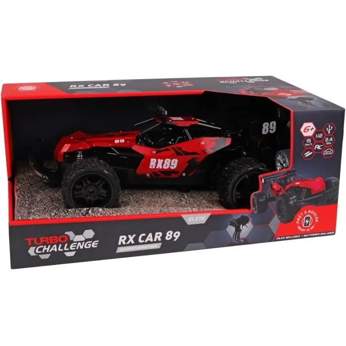 Voiture Télécommandée - TURBO CHALLENGE - RX Car 89 093721 - Rouge - 1/12 - Batterie Rechargeable et Piles incluses - Métal-1