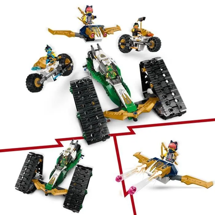 LEGO® NINJAGO® 71820 Le véhicule combiné de l’équipe des ninjas - Planeur, bolide ou motos-2