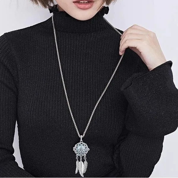 Collier Bola de grossesse fleur attrape-rêves grelot rose-3
