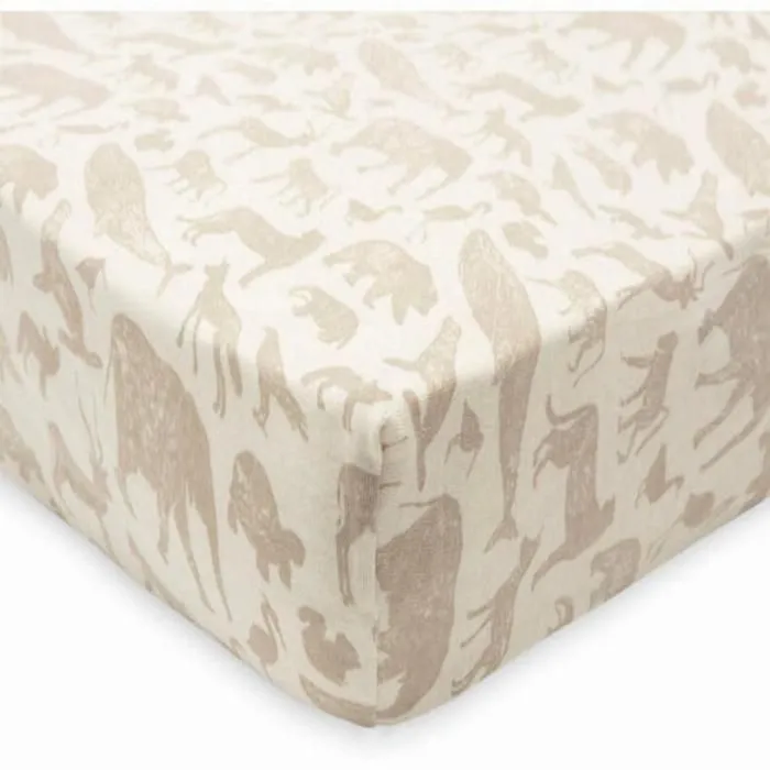Drap-housse - JOLLEIN - Animaux - 100% coton - Beige - 60x120 cm - Lit bébé-1