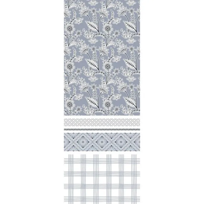 Pack complet housse de couette réversible pour lit 140 x 190 cm Floral lavande-1