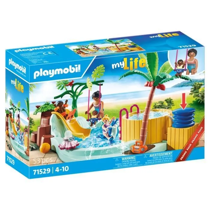PLAYMOBIL 71529 Vacanciers avec piscine et bain à bulles - My Life - Dès 4 ans - Jeu de rôle créatif-0