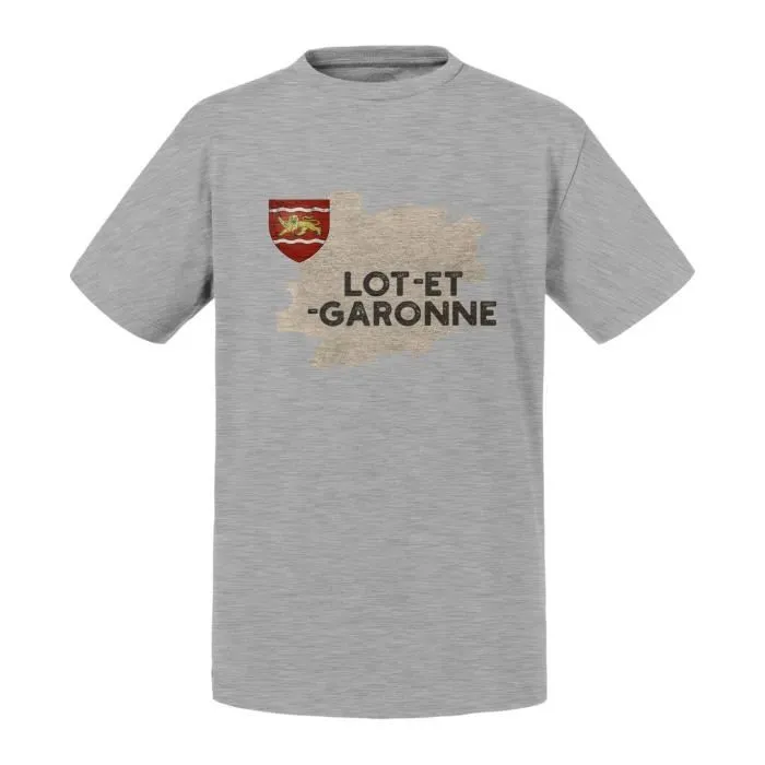 T-shirt Enfant Gris Lot et Garonne 46 Departement Agen Carte Ancienne Aquitaine-0