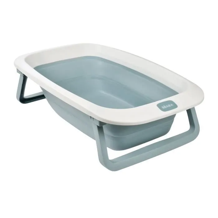 BÉABA - Baignoire Pliable bébé - Ultra Compacte - Pieds antidérapants - Bouchon de vidange - Eazy Pop Camélé'O - 29L - Bleu-0