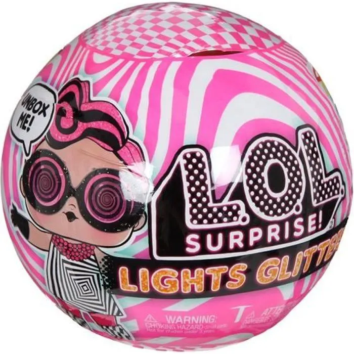 L.O.L. Surprise - Lights Glitter - Boule avec 8 surprises dont 1 poupée pailletée et 1 mini lampe lumière noire-0