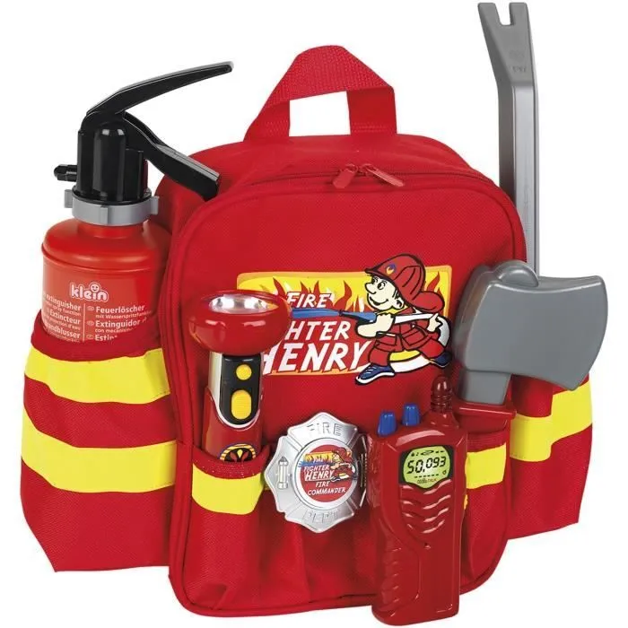 Sac à dos de pompier avec 6 accessoires dont 1 lampe torche avec fonction lumineuse - KLEIN - 8900-0