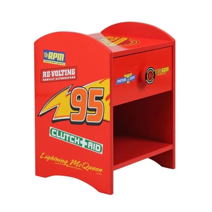 Table de chevet - DISNEY - Disney Cars - Rouge - Enfant - Bois d'ingénierie MDF-0