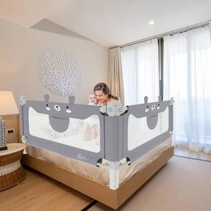 LZQ Barrière de lit pour enfant - Pour soulever verticalement - Barrière de sécurité pour lit de bébé 150 cm - Petit ourson-3