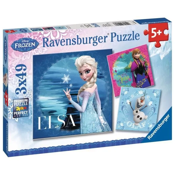 LA REINE DES NEIGES Puzzle 3x49 pcs Elsa, Anna et Olaf-0