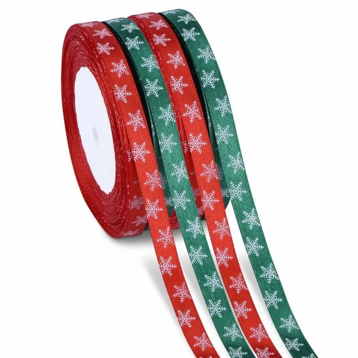 Tulle - noeud - ruban - ficelle Kiiwah - Snowflake Ribbon-RD+GN-0