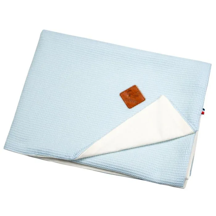 Couverture été en coton nid d'abeille 100x150 cm Bleu-0