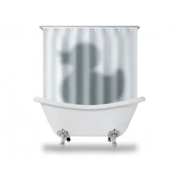 Rideau de douche canard - Blanc - Tissu - Adulte - 13 pièces-0