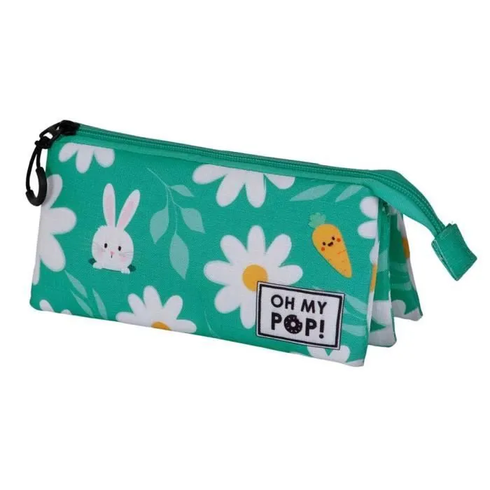 Trousse Triple - OH MY POP! Blooming - Turquoise - Ripstop - Zippée - 8,00 x 23,00 x 11,00 cm-0