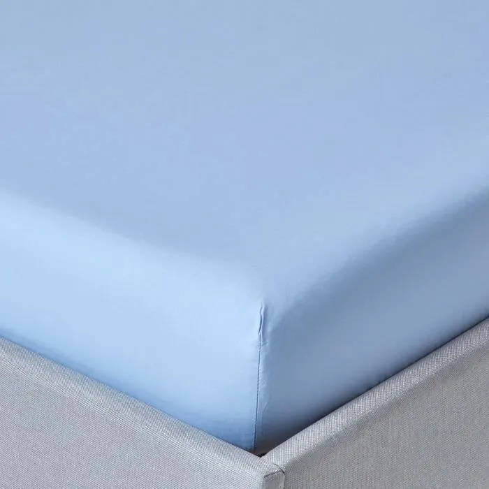 Drap-housse Bleu 100% coton Égyptien 200 fils 150 x 200 cm-0