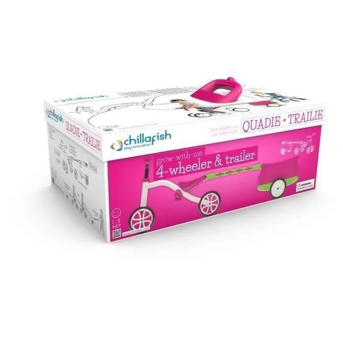 CHILLAFISH Draisienne Combo Quadie+Trailie - 4 Roues - Rose - 1 à 3 Ans-3