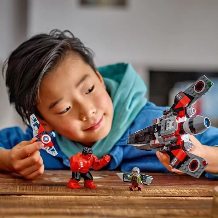 LEGO Marvel 76292 Captain America vs Hulk rouge - Avion de chasse à construire-4