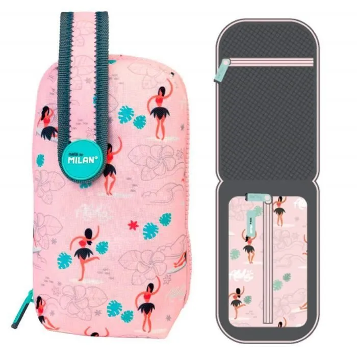 Trousse - Milan - Aloha - Rose pastel - 20 x 10 x 8 cm - Kit de 4 étuis-0