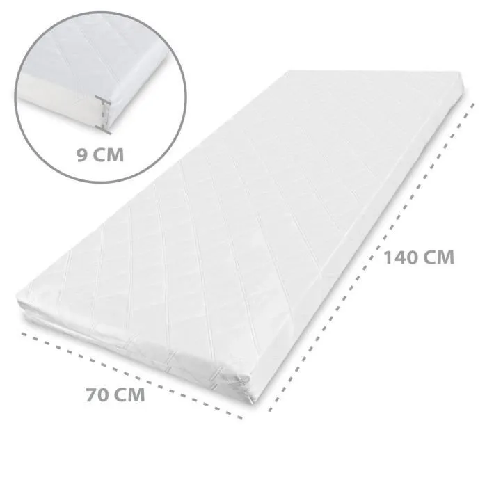 Housse pour matelas bébé matelas de voyage 140 x 70 x 9 cm matelas de voyage pour lit bébé matelas en mousse matelas enfant-1