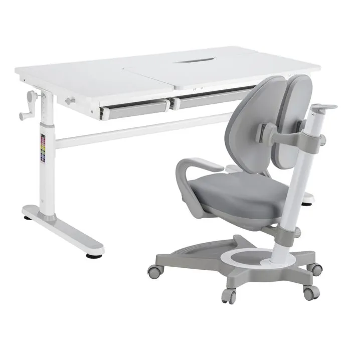 Set de bureau et chaise pour enfant Sauda gris blanc en.casa-0