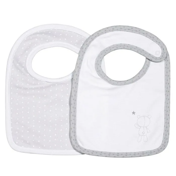 Bavoirs en coton - Sauthon - Lot de 2 - Gris - Mixte - 0,5x18x26-0