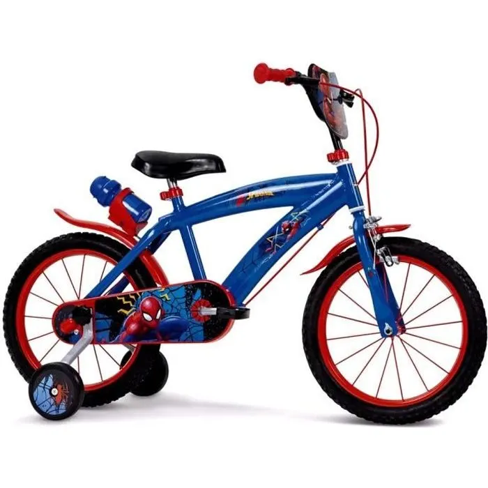 Bebeboutik Velo enfant Spiderman 14 pouces Stabilisateur Huffy garcon 4 a 6 ans