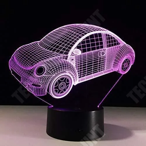 TD® Veilleuse 3D de bureau Commande tactile Sept couleurs réglables Extérieur de la voiture Lumière d'illusion-1
