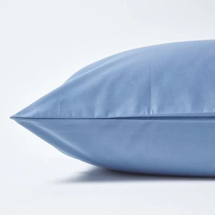 Taie d'oreiller - Coton Egyptien - 80 x 80 cm - Bleu - Élégance - Confort-1