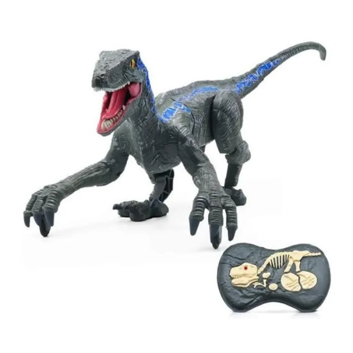 SHOP-STORY - VELOCIRAPTOR GREY : Dinosaure Télécommandé avec Lumières et Sons-1
