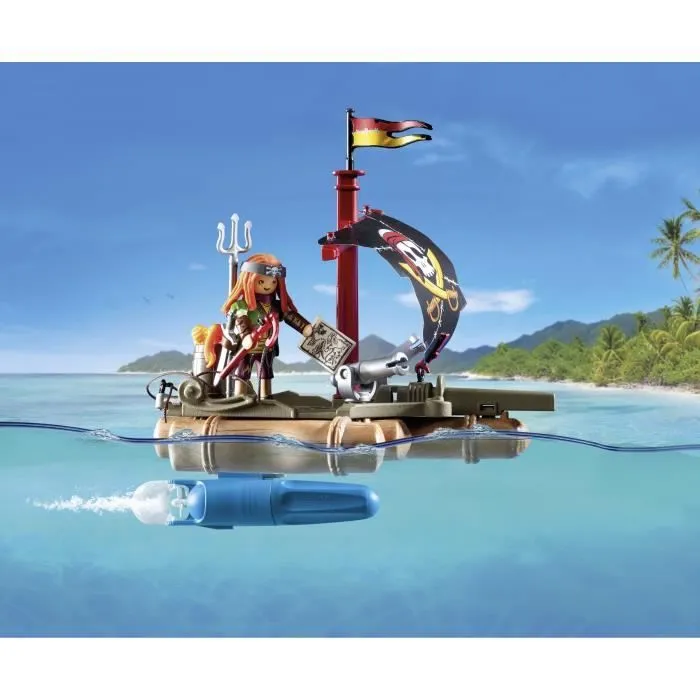 PLAYMOBIL 71794 Pirate avec radeau flottant, canons et trésor, Les pirates, 41 pièces, Dès 4 ans-2