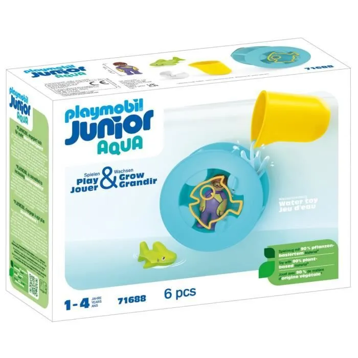 PLAYMOBIL Junior 71688 Roue aquatique avec bébé requin, Jouet pour le bain, Dès 12 mois-1