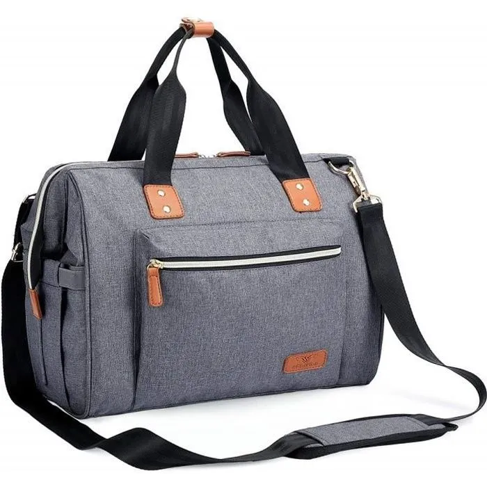 Sac À Langer Grande Bandoulière Multifonctionnel Bébé - Welavila - Quotidien - Gris - Femme-0
