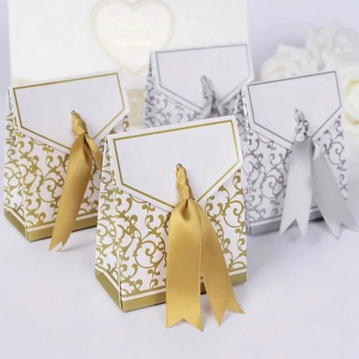 Boîte cadeau - JZK - 50 x Or - Durable en papier - Pour mariage et anniversaires - 6.7x3.7x8.5 cm-2