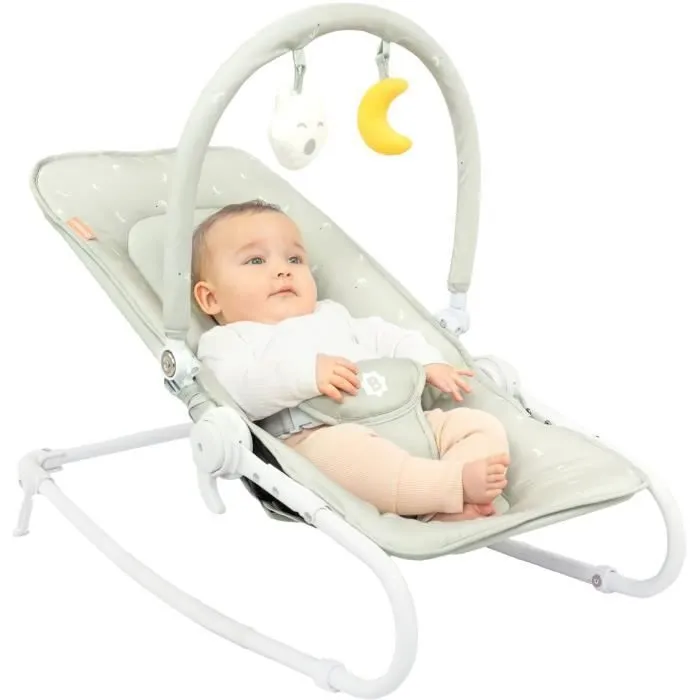 Transat pliable et ultra compact BADABULLE, arche de jeux, lichen / vert d'eau-0