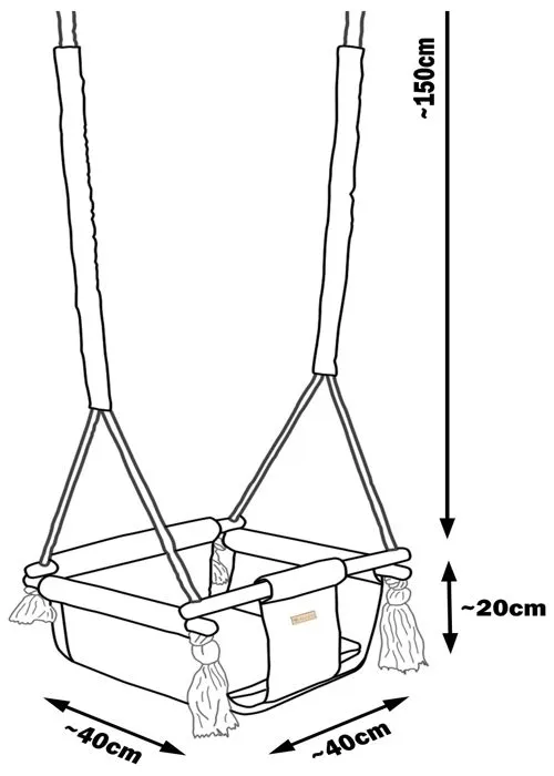 Balançoire bascule confortable pour enfants en bois coton terrasse jardin maison 1-2