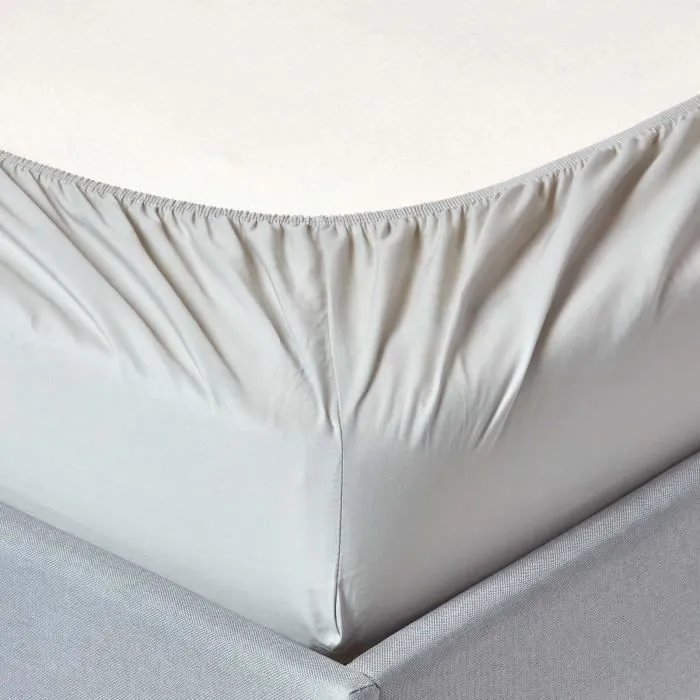 Lot de 2 Draps housse lit bébé en coton égyptien 200 fils Gris, 70 x 140 cm-3